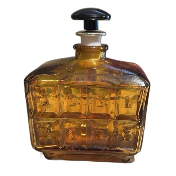 Other - Vintage Amber Glass Mid Century Whiskey Decanter Diamond Pattern Boho